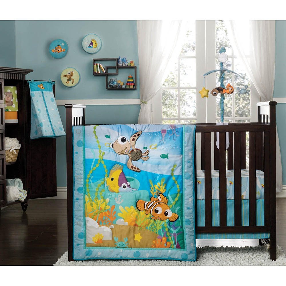Disney Finding Nemo Luxury Applique 4 Piece Crib Bedding Set 