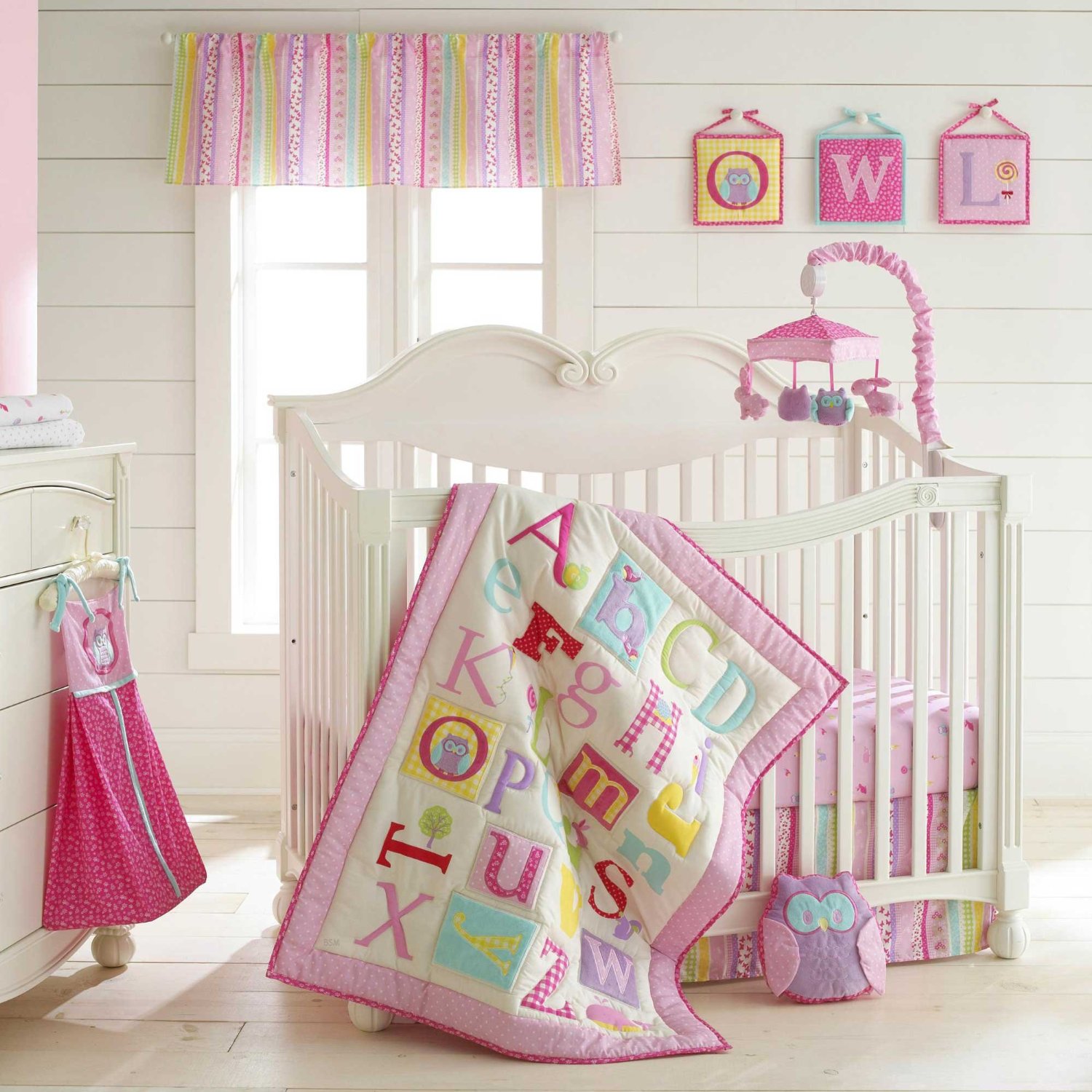 Laura Ashley Owlphabet Pink Baby Bedding