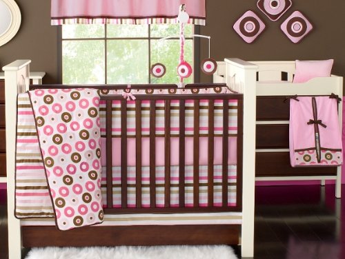 Bacati Mod Dots and Stipes Pink Baby Bedding